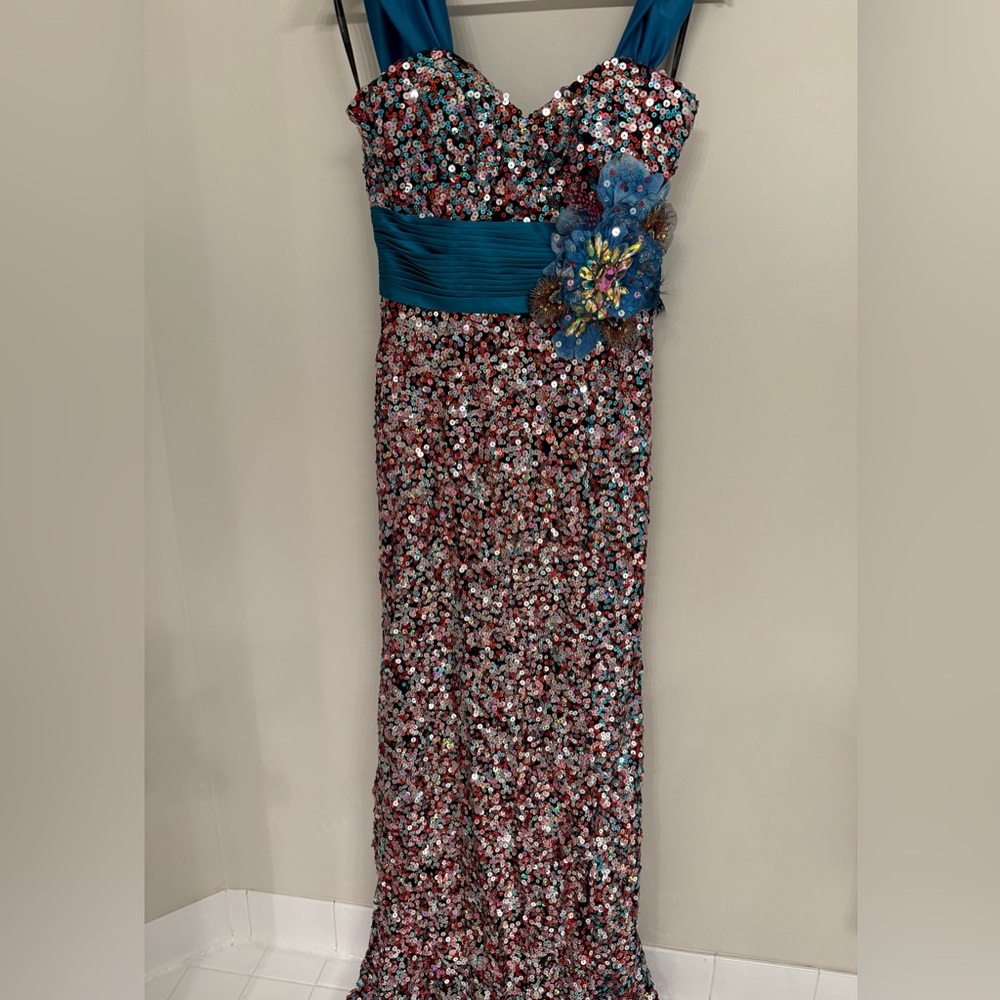 Tony Bowls Black and Blue Sequin Dress